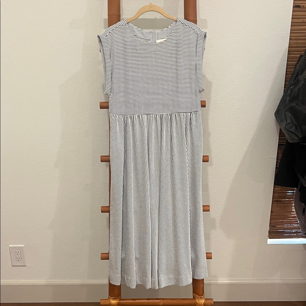 Anthropologie Maeve Gray and White Striped Dress